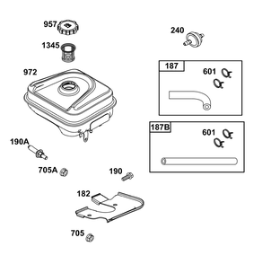 Fuel Supply Group Diagram and Parts List for 19L232-0006-H5 100000 - 19Z999 Briggs and Stratton Engine